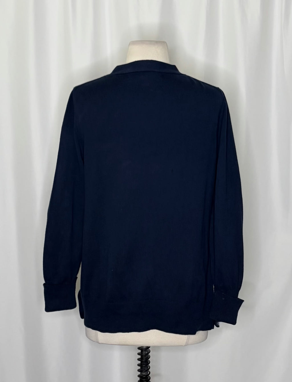 GRETCHEN SCOTT Designs Navy Blue V Neck Cardigan Sweater Button Sides Small
