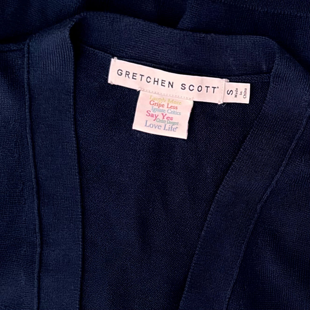 GRETCHEN SCOTT Designs Navy Blue V Neck Cardigan Sweater Button Sides Small