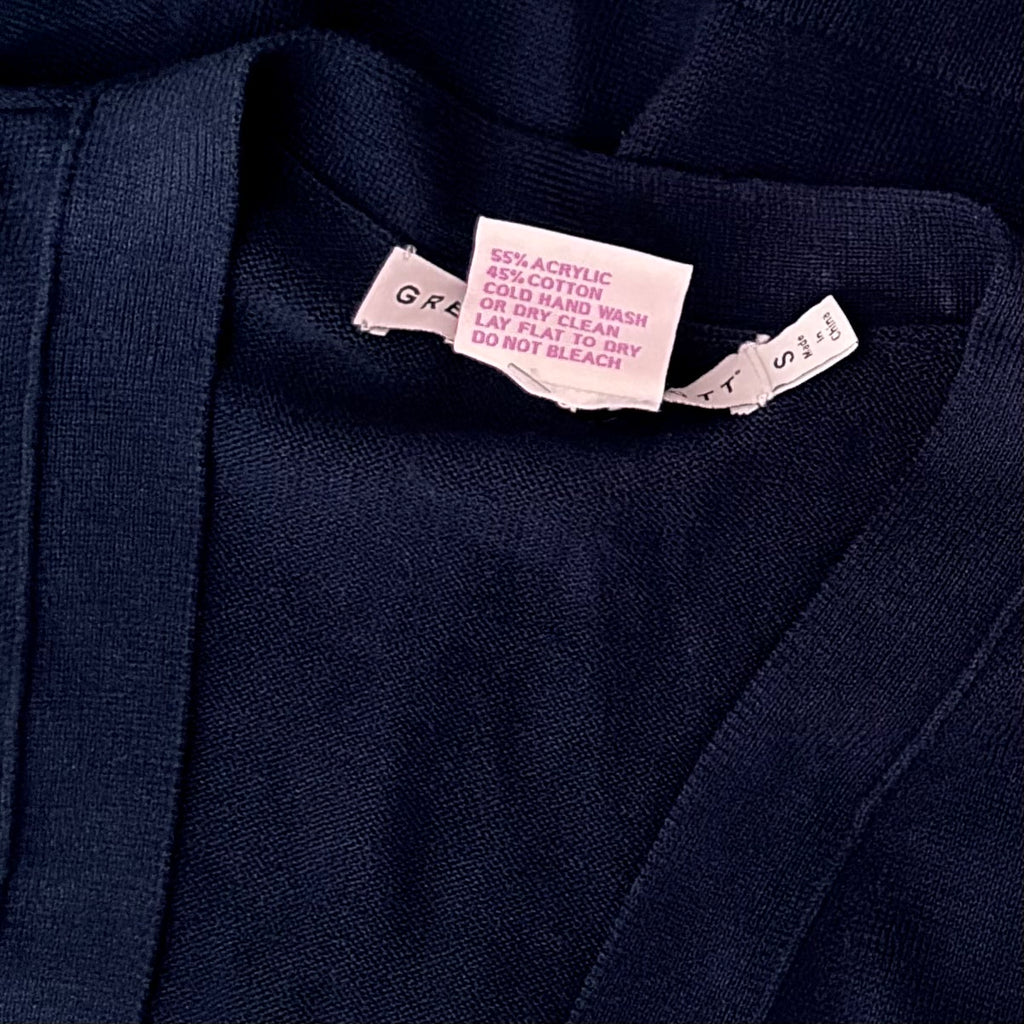 GRETCHEN SCOTT Designs Navy Blue V Neck Cardigan Sweater Button Sides Small