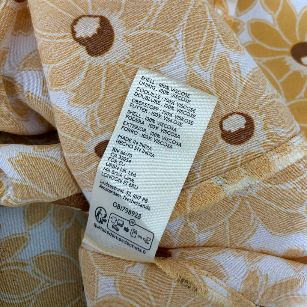 FREE PEOPLE Rosalee Midi Dress Yellow Combo Floral Cutout Back Boho X-Small