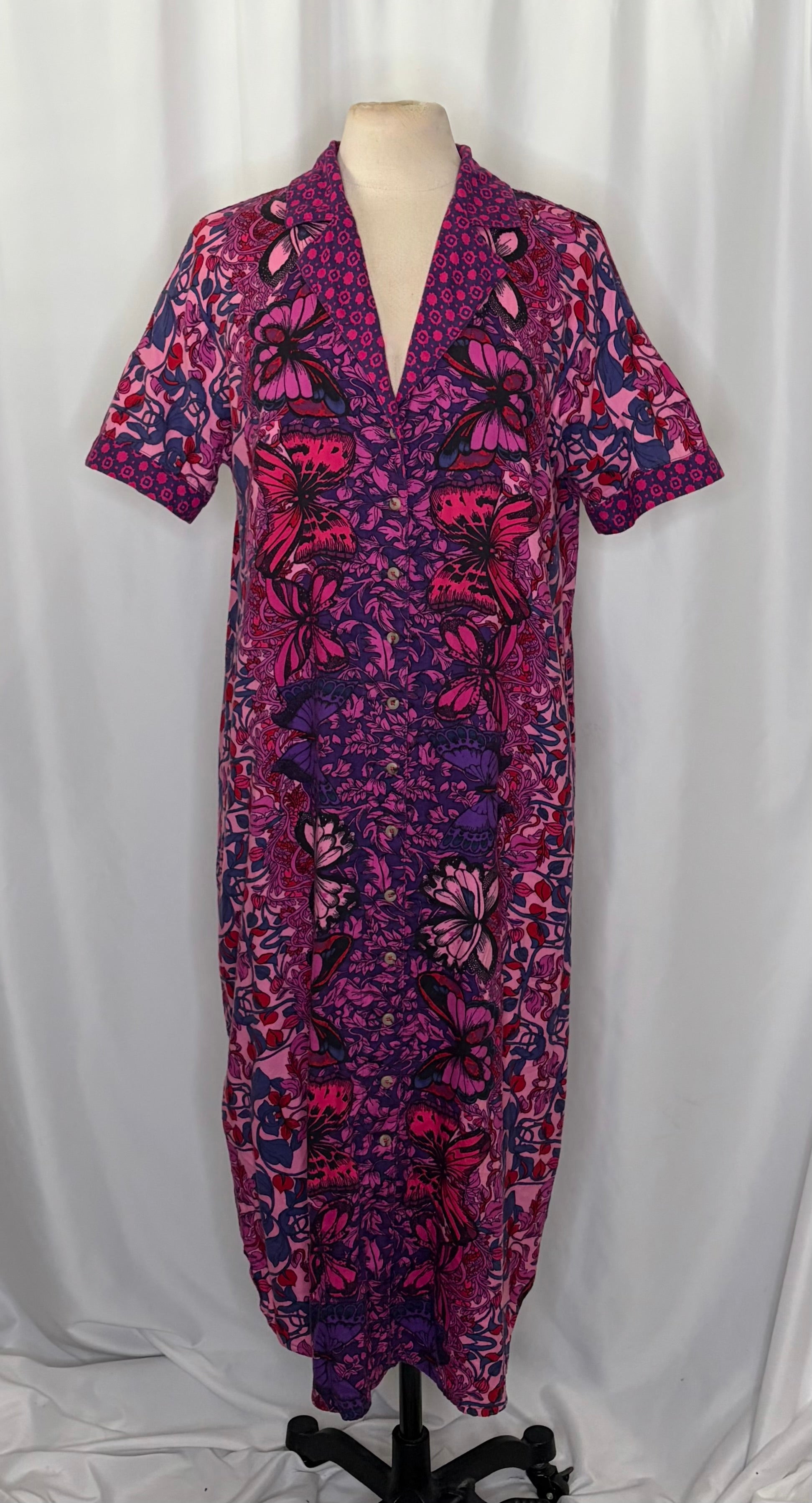 Alexandra Farmer ANTHROPOLOGIE Whimsy Flannel Sleep Dress Floral Butterfly M