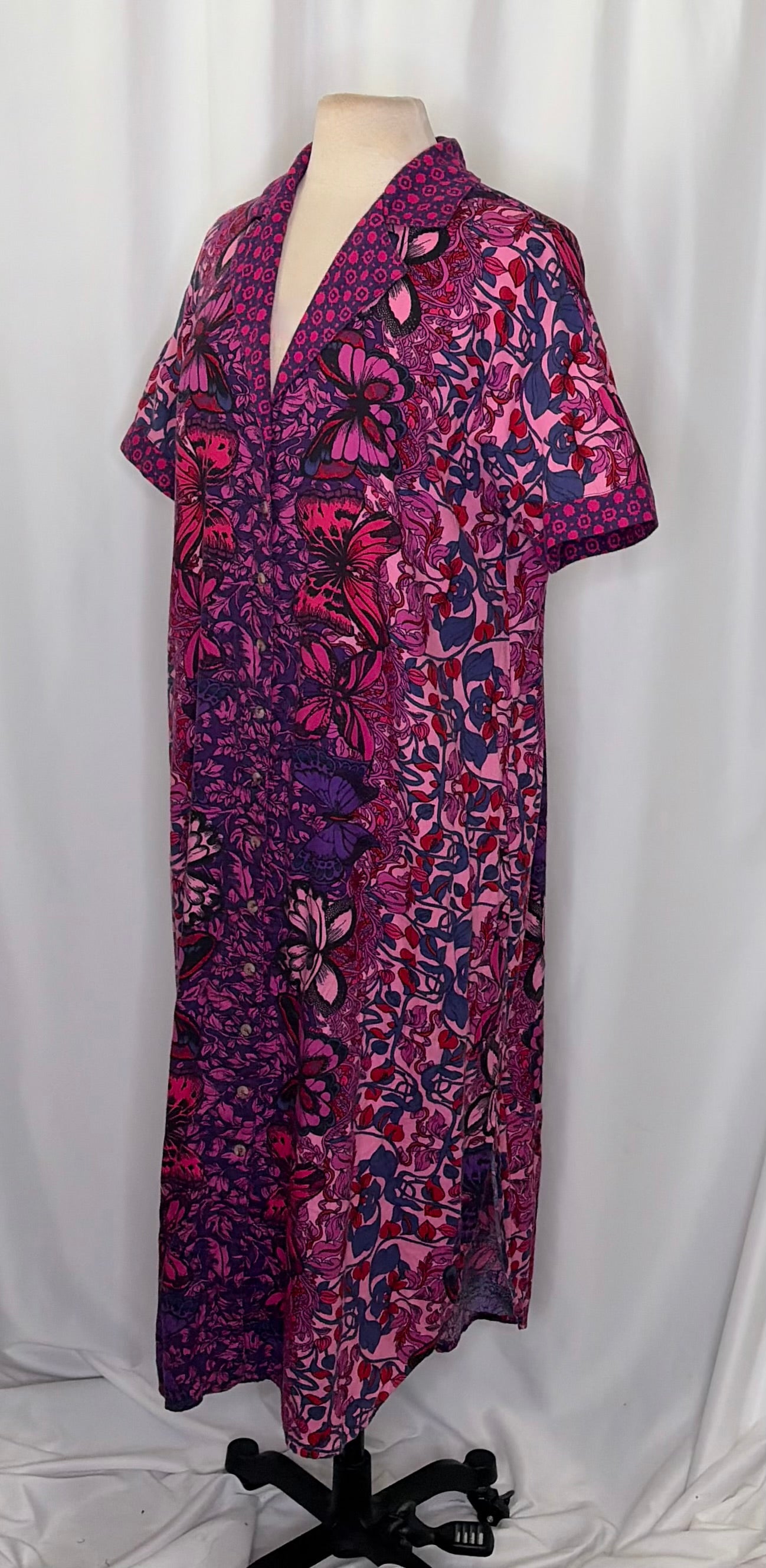Alexandra Farmer ANTHROPOLOGIE Whimsy Flannel Sleep Dress Floral Butterfly M