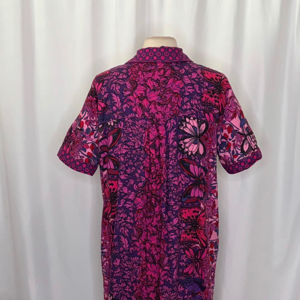 Alexandra Farmer ANTHROPOLOGIE Whimsy Flannel Sleep Dress Floral Butterfly M