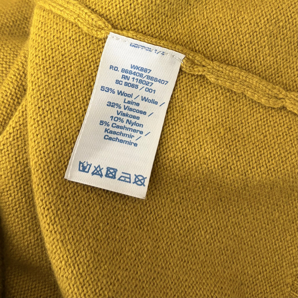 BODEN Jewelled Cardigan Sweater Wool Cashmere Knitwear 3/4 Sleeves Mustard 12