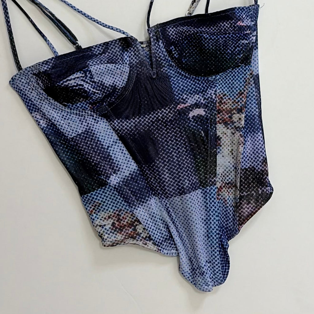MIAOU Aphex Corset Top Memoirs Pixelated Graphic Print Vogue X-Small
