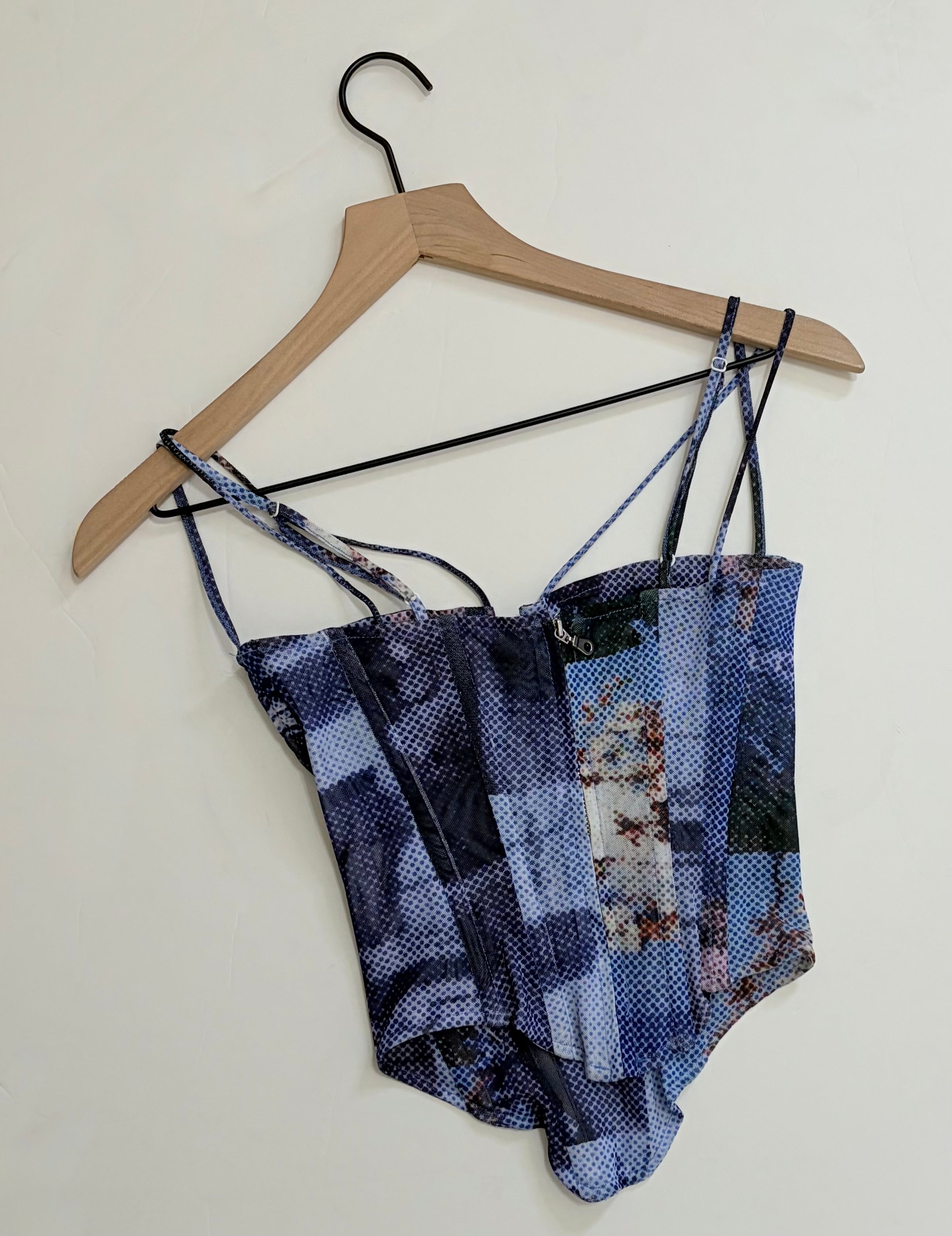 MIAOU Aphex Corset Top Memoirs Pixelated Graphic Print Vogue X-Small