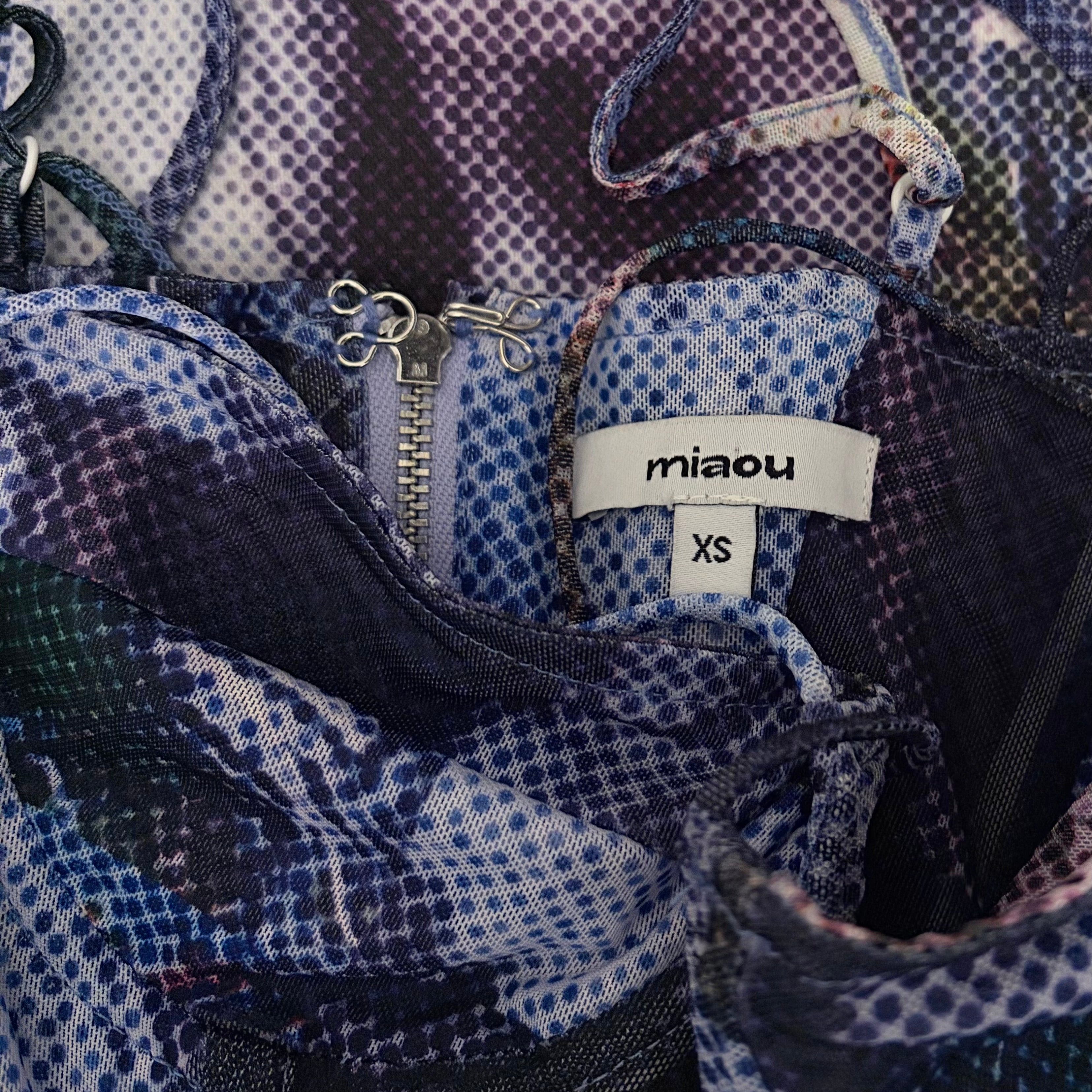 MIAOU Aphex Corset Top Memoirs Pixelated Graphic Print Vogue X-Small