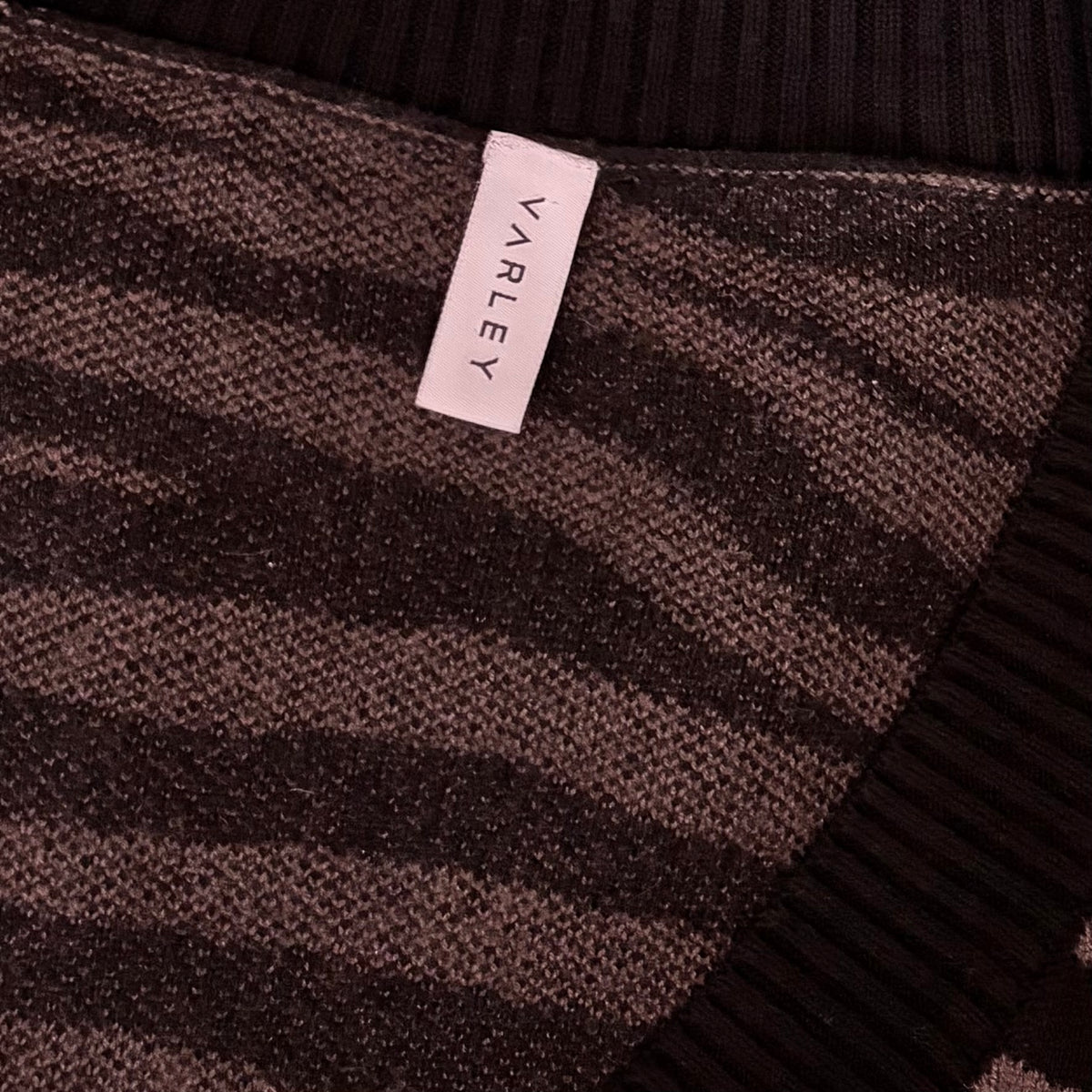 VARLEY Calvert Sweater Bracken Black Zebra Animal Print Merino Wool Blend Large