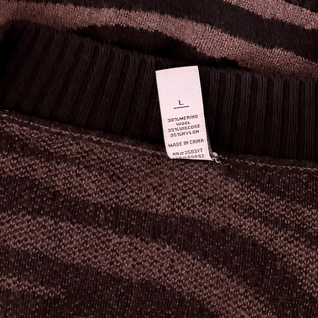 VARLEY Calvert Sweater Bracken Black Zebra Animal Print Merino Wool Blend Large