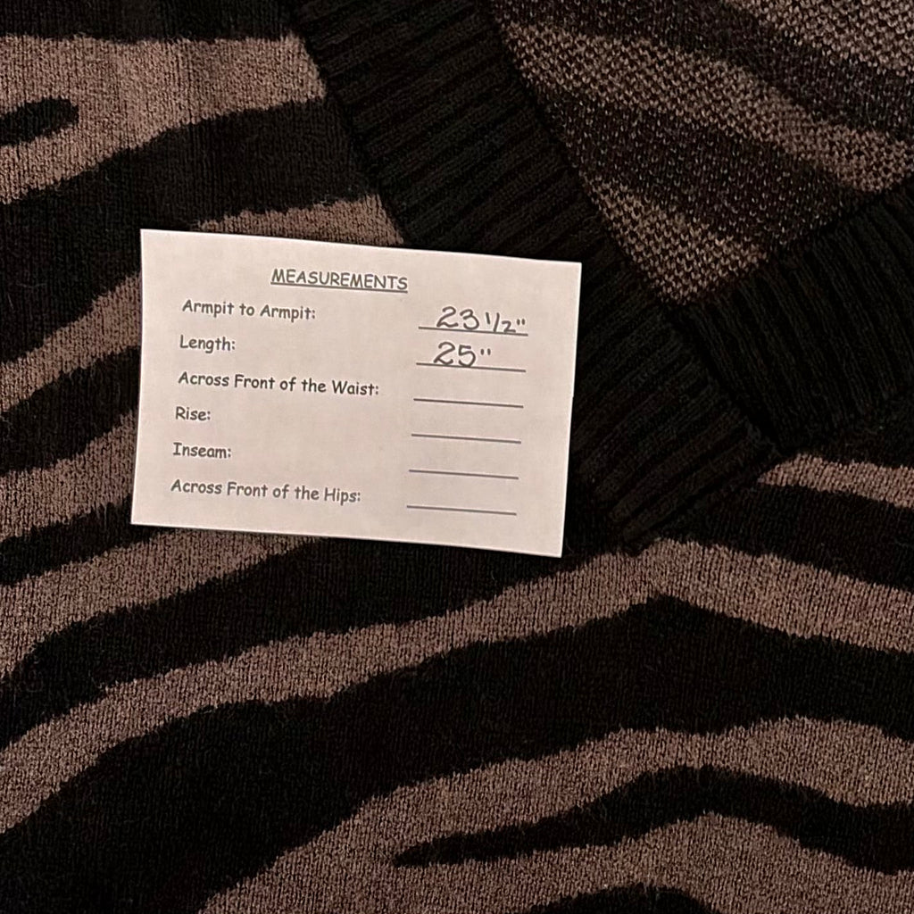 VARLEY Calvert Sweater Bracken Black Zebra Animal Print Merino Wool Blend Large