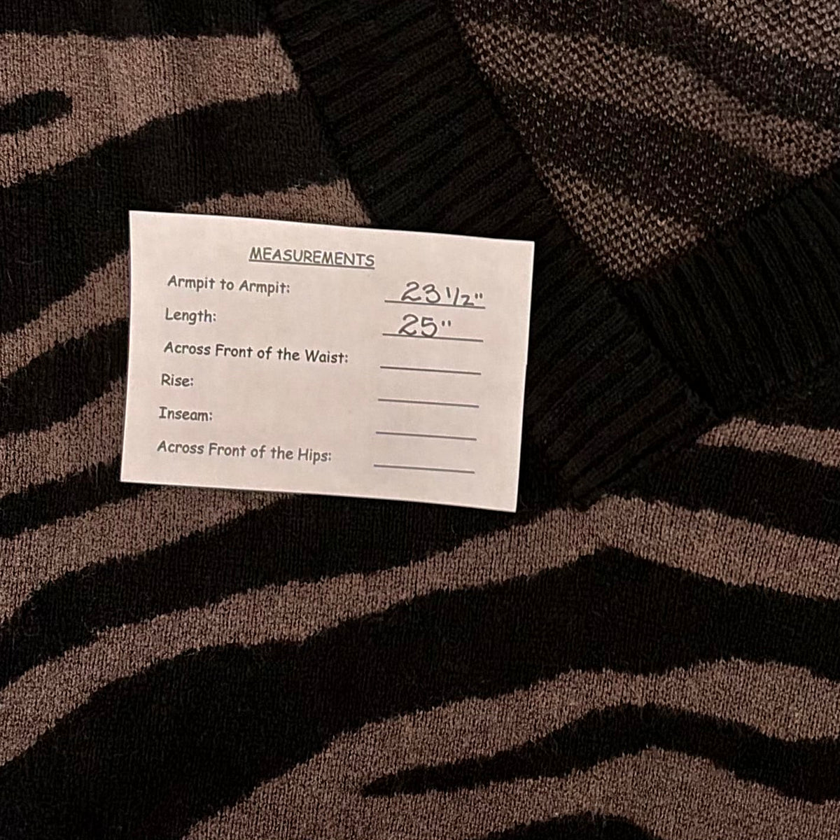 VARLEY Calvert Sweater Bracken Black Zebra Animal Print Merino Wool Blend Large