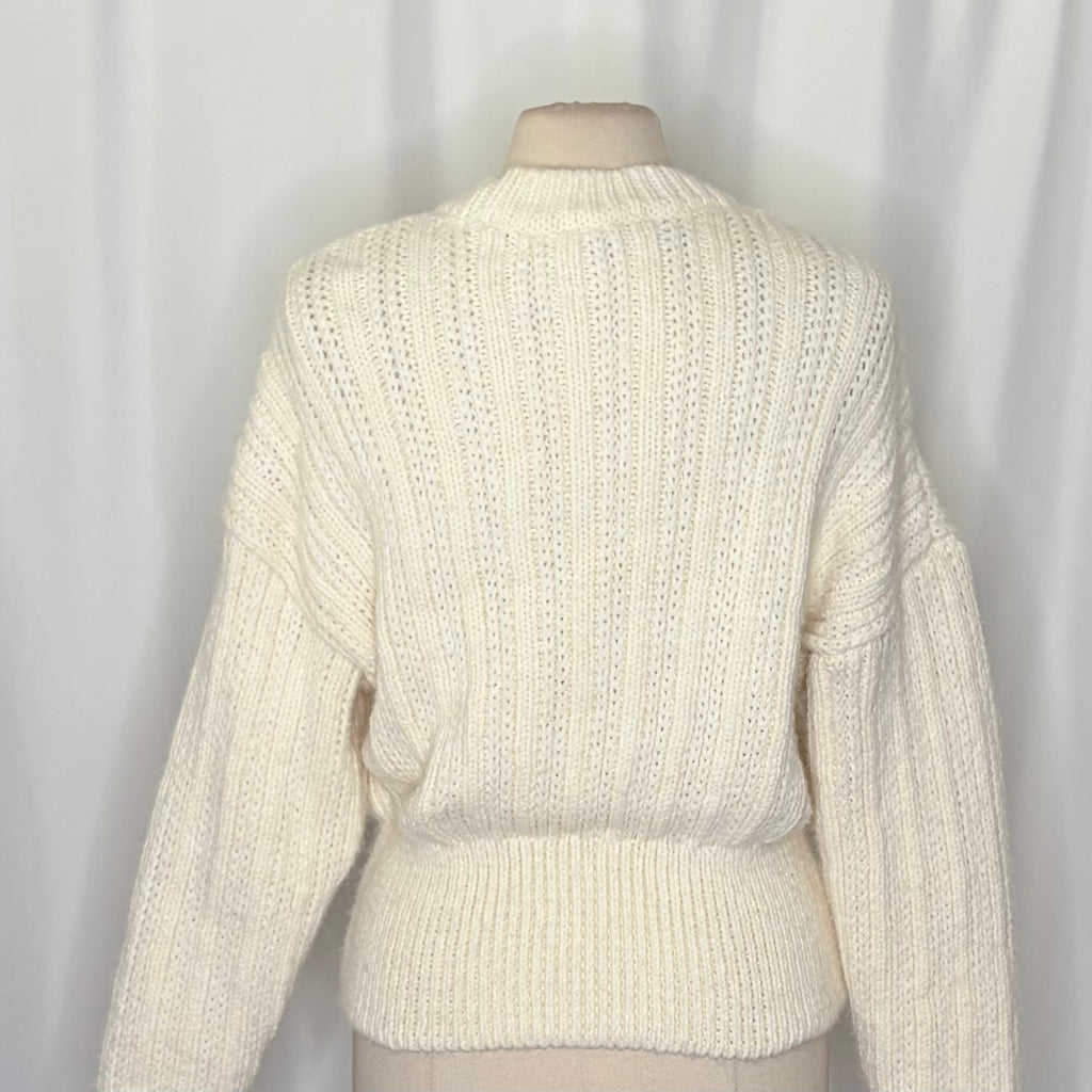 ZARA Cable Knit Chunky Sweater Solid Ivory Knit Knitwear Preppy Chic Medium