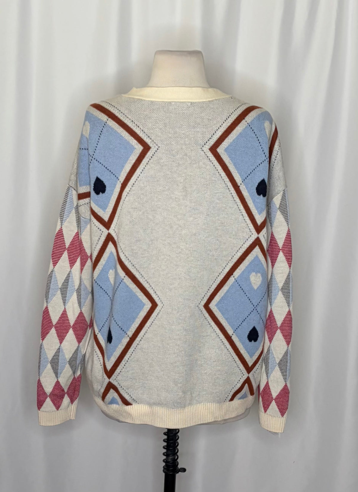 Anthropologie MAEVE Argyle Hardware Cardigan Sweater Heart Print Knitwear XS