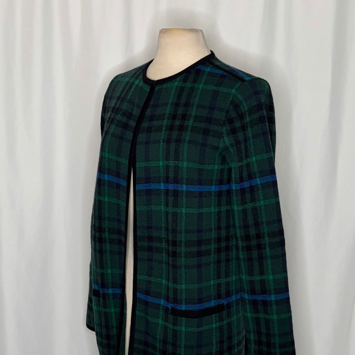 NWT TALBOTS Plaid Lambswool Blend Open Front Cardigan Sweater Knitwear Medium