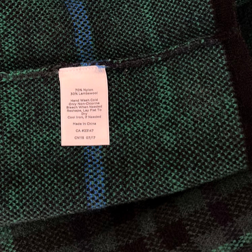 NWT TALBOTS Plaid Lambswool Blend Open Front Cardigan Sweater Knitwear Medium