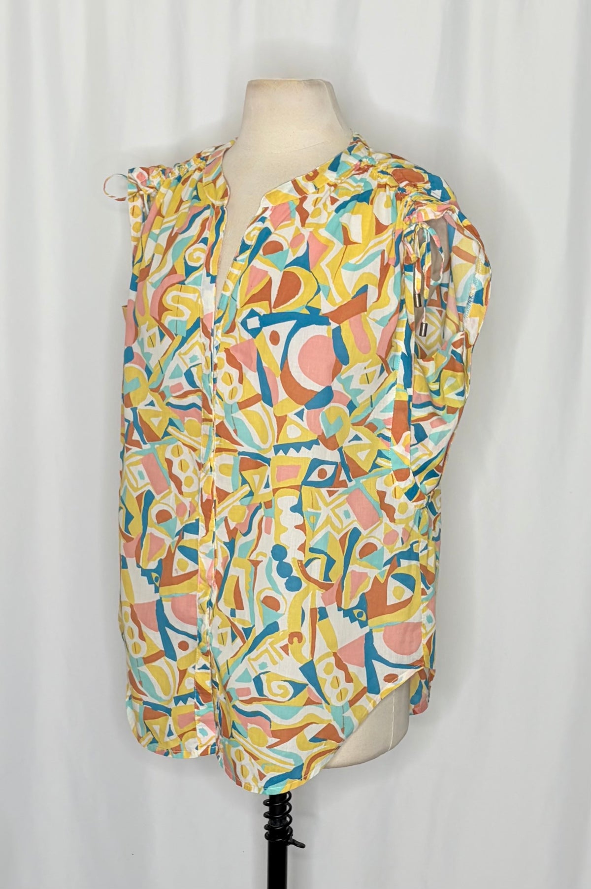ANTHROPOLOGIE Danielle Kroll Brooklynite Button Down Blouse Top Abstract Medium