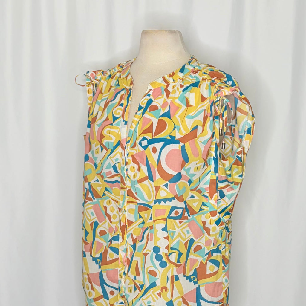 ANTHROPOLOGIE Danielle Kroll Brooklynite Button Down Blouse Top Abstract Medium