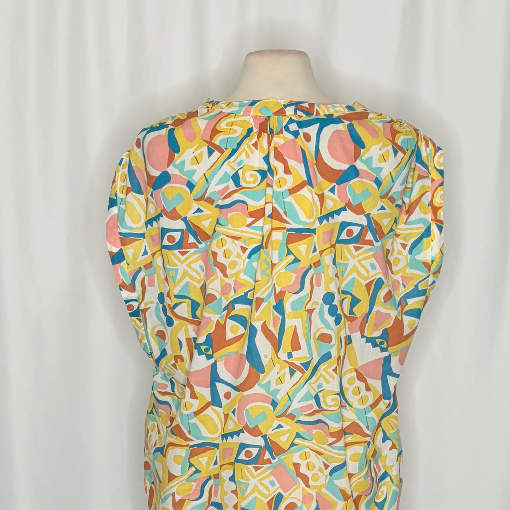 ANTHROPOLOGIE Danielle Kroll Brooklynite Button Down Blouse Top Abstract Medium
