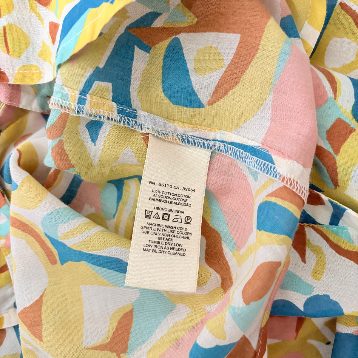 ANTHROPOLOGIE Danielle Kroll Brooklynite Button Down Blouse Top Abstract Medium
