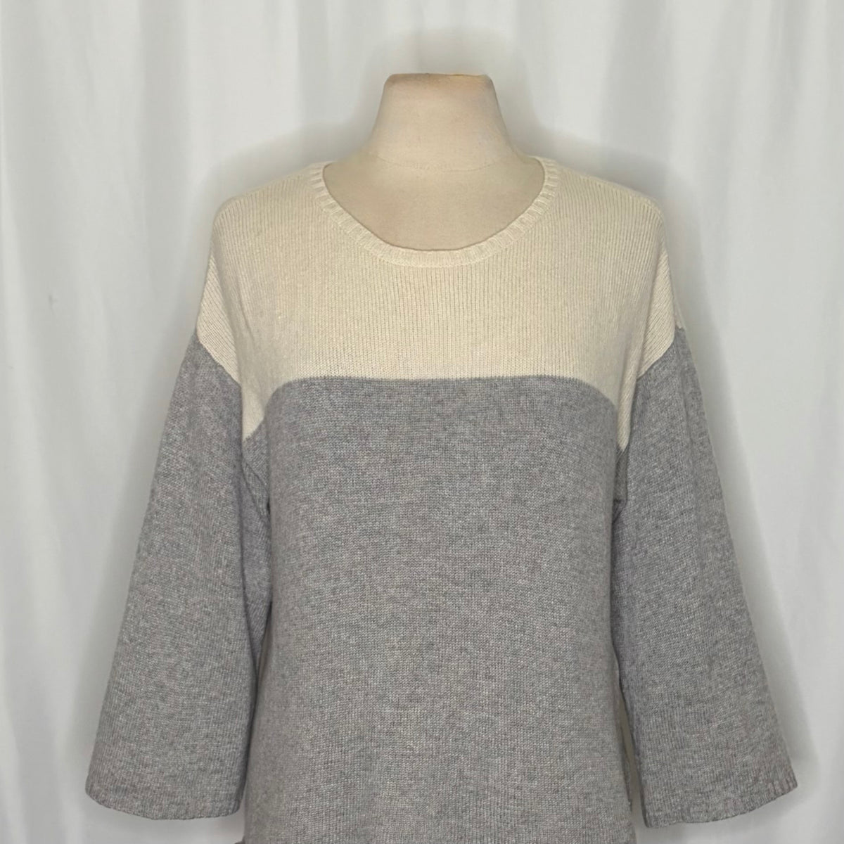 EILEEN FISHER Cashmere Wool Colorblock Sweater Boxy Fit Knitwear Knit Medium