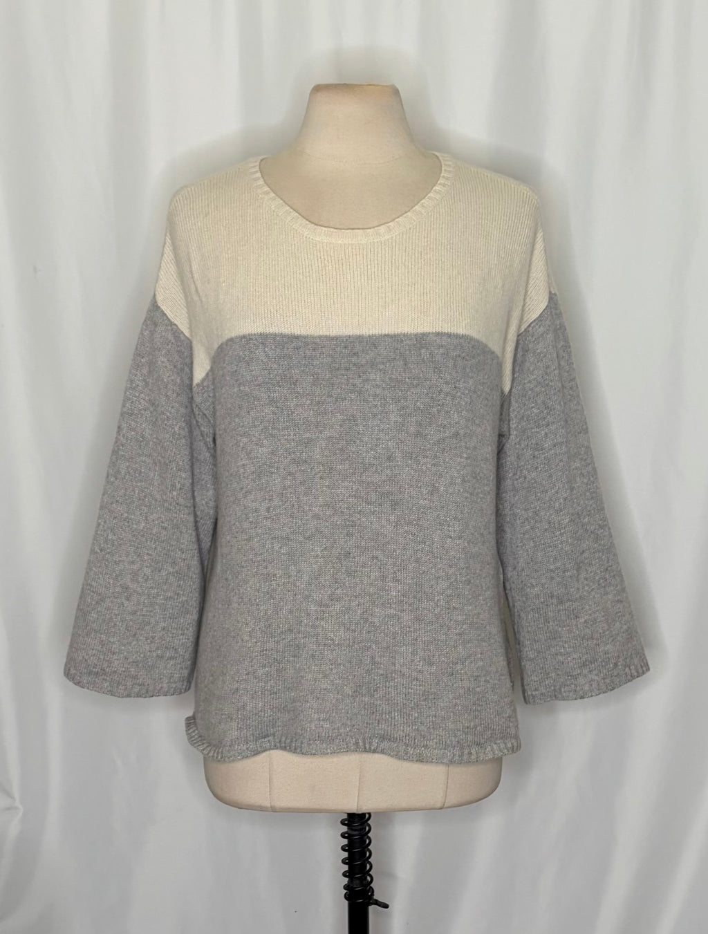 EILEEN FISHER Cashmere Wool Colorblock Sweater Boxy Fit Knitwear Knit Medium