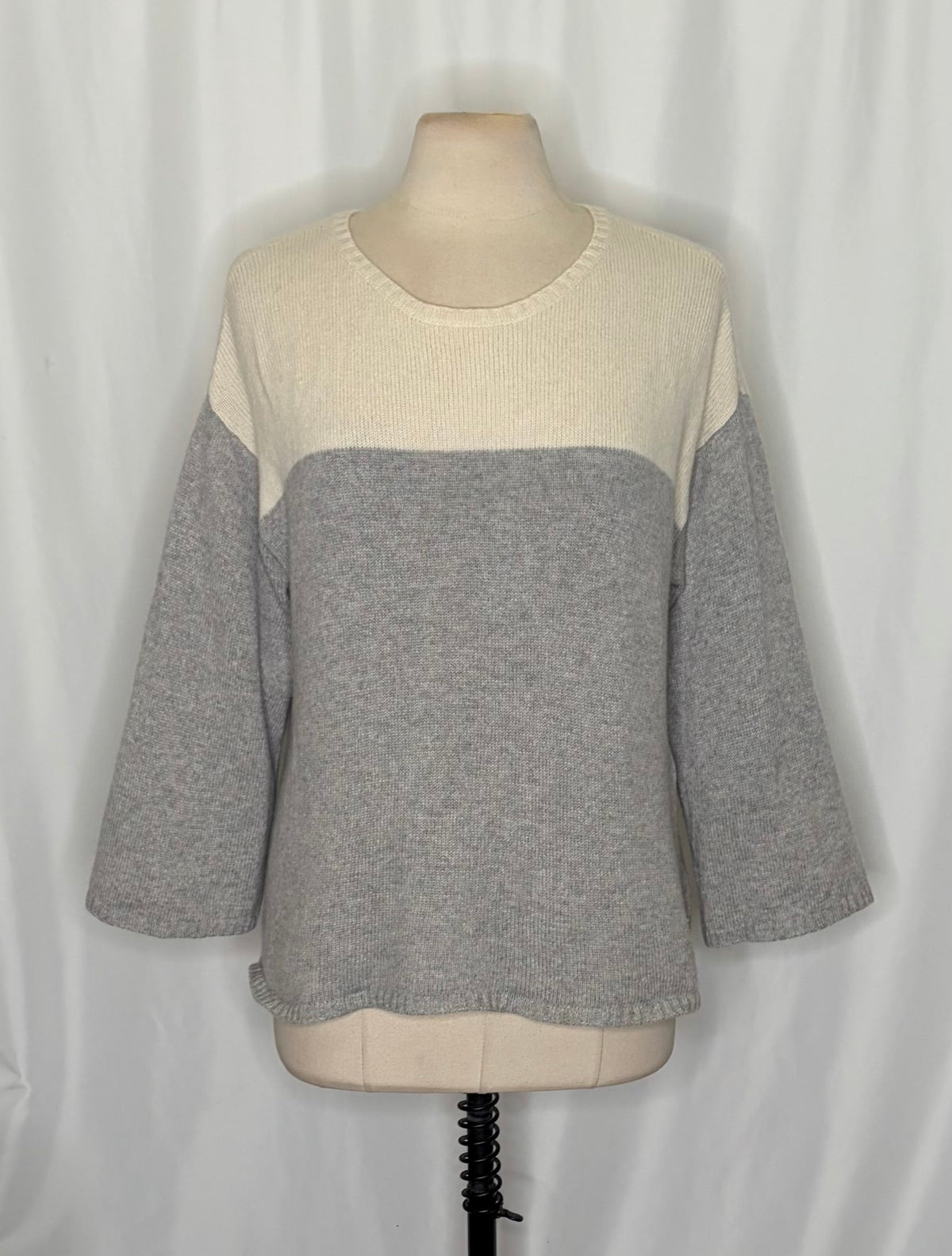EILEEN FISHER Cashmere Wool Colorblock Sweater Boxy Fit Knitwear Knit Medium