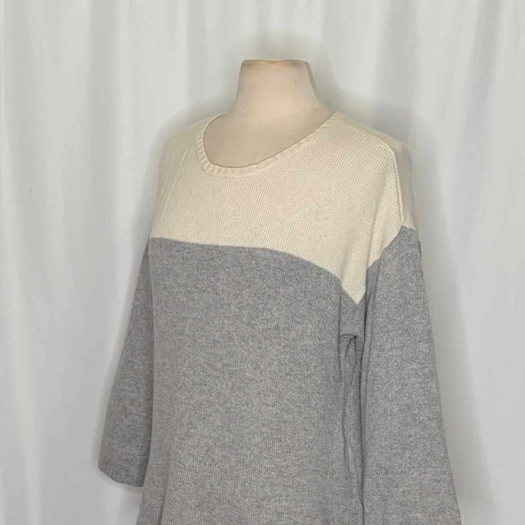 EILEEN FISHER Cashmere Wool Colorblock Sweater Boxy Fit Knitwear Knit Medium