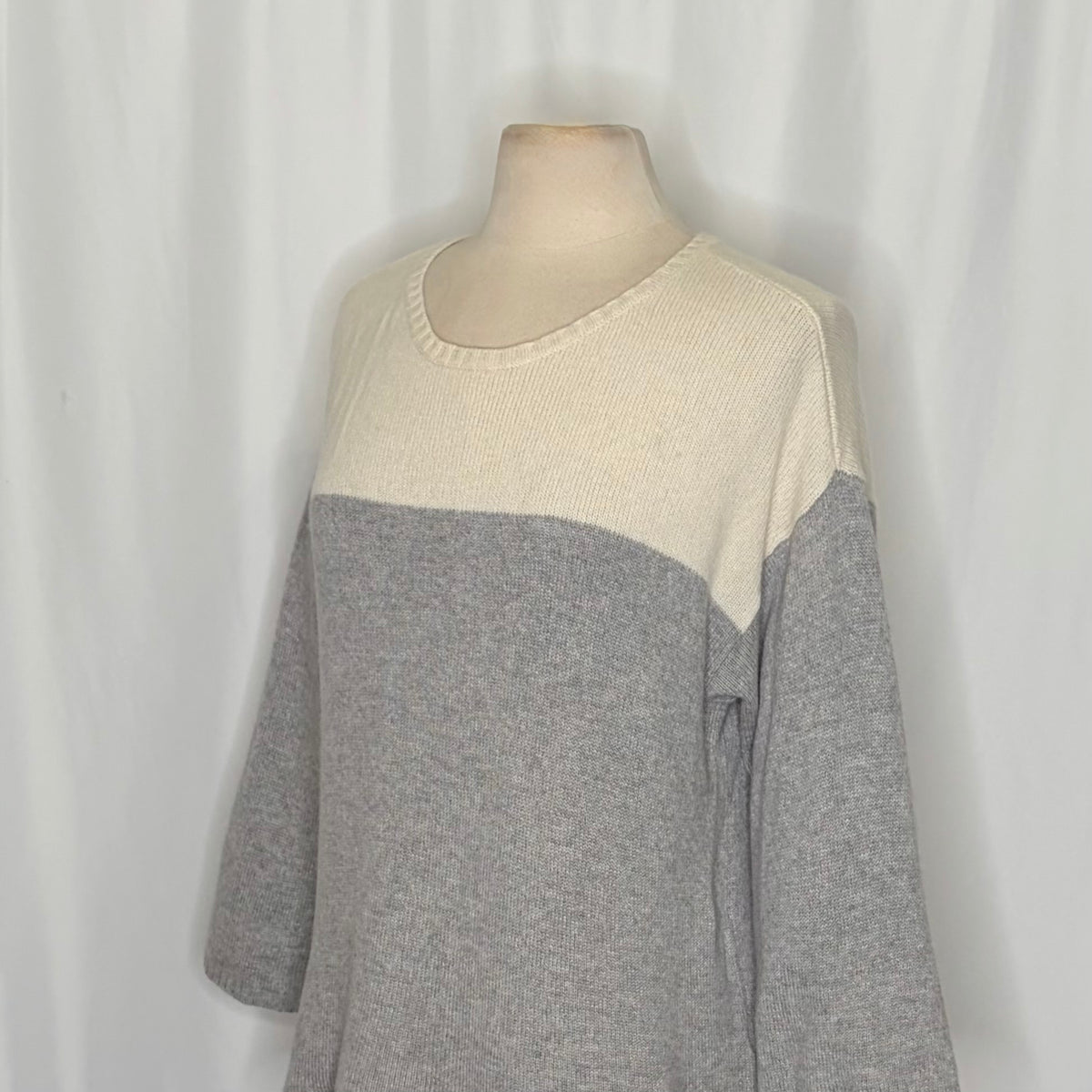 EILEEN FISHER Cashmere Wool Colorblock Sweater Boxy Fit Knitwear Knit Medium