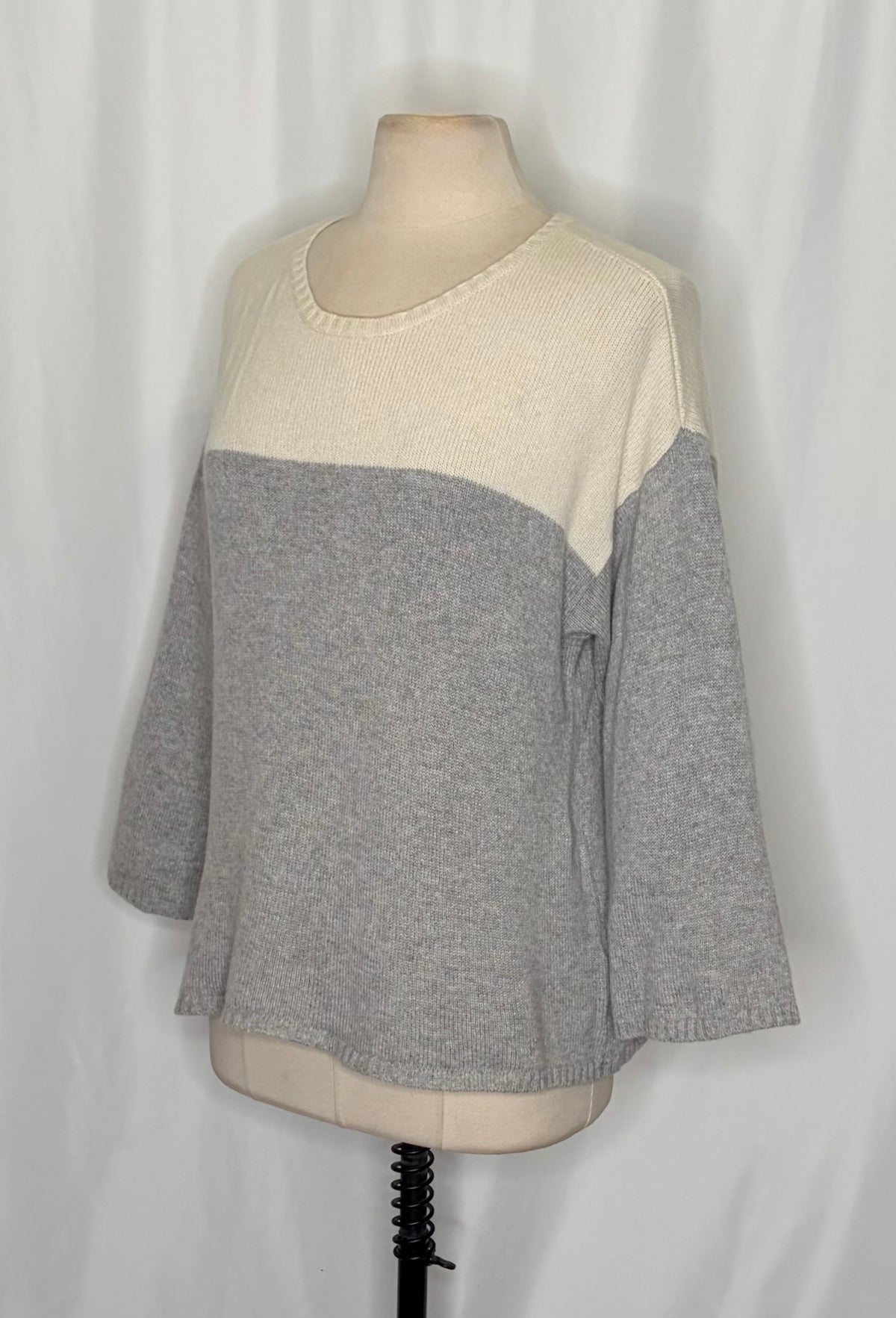 EILEEN FISHER Cashmere Wool Colorblock Sweater Boxy Fit Knitwear Knit Medium