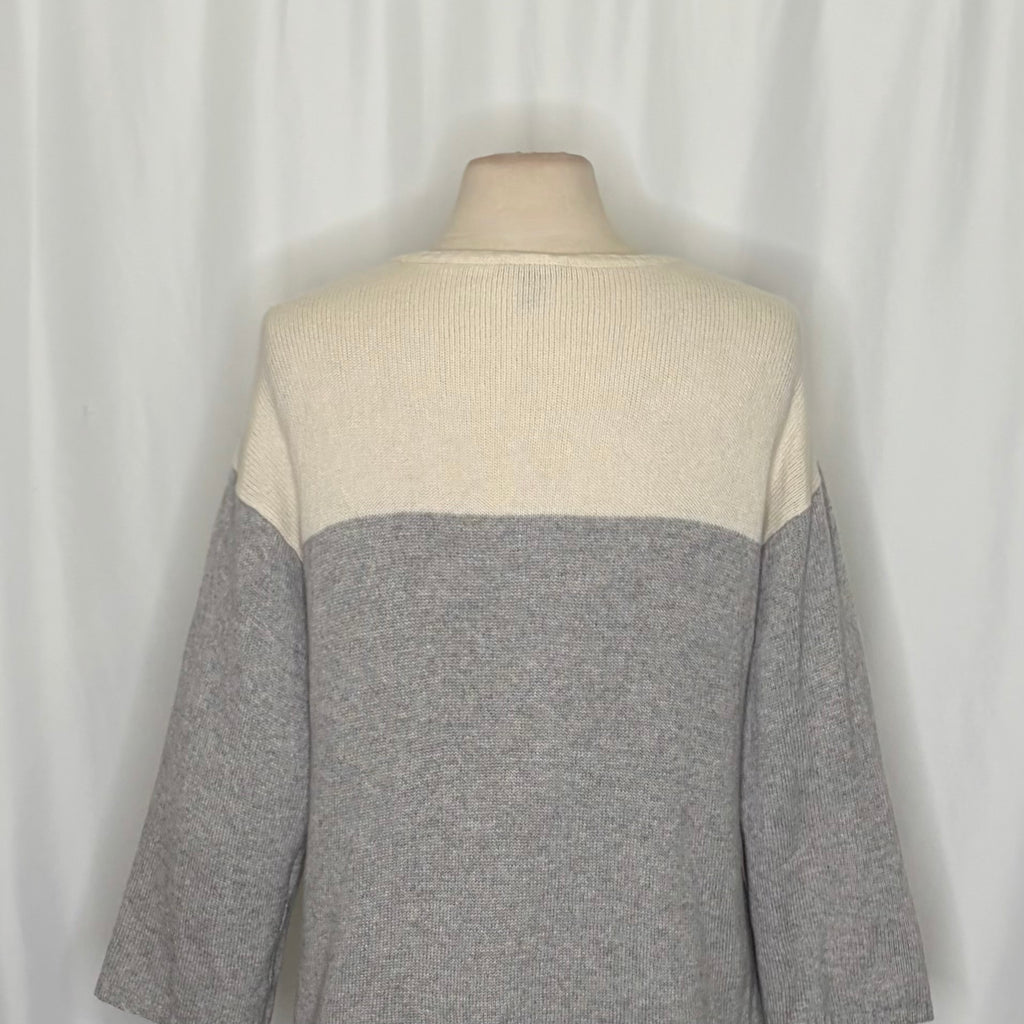 EILEEN FISHER Cashmere Wool Colorblock Sweater Boxy Fit Knitwear Knit Medium