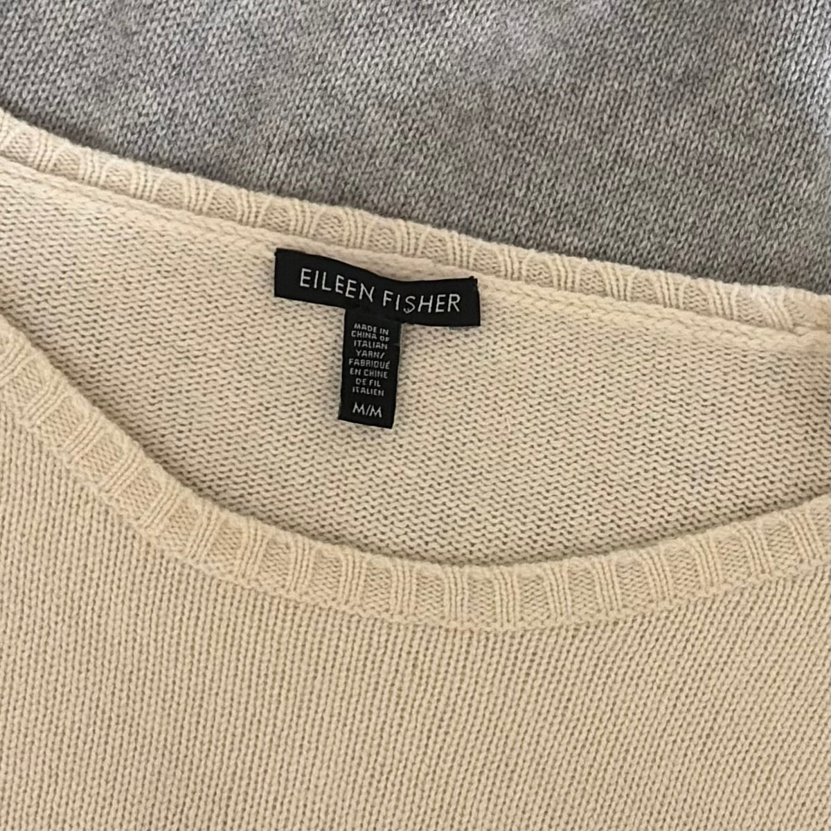 EILEEN FISHER Cashmere Wool Colorblock Sweater Boxy Fit Knitwear Knit Medium