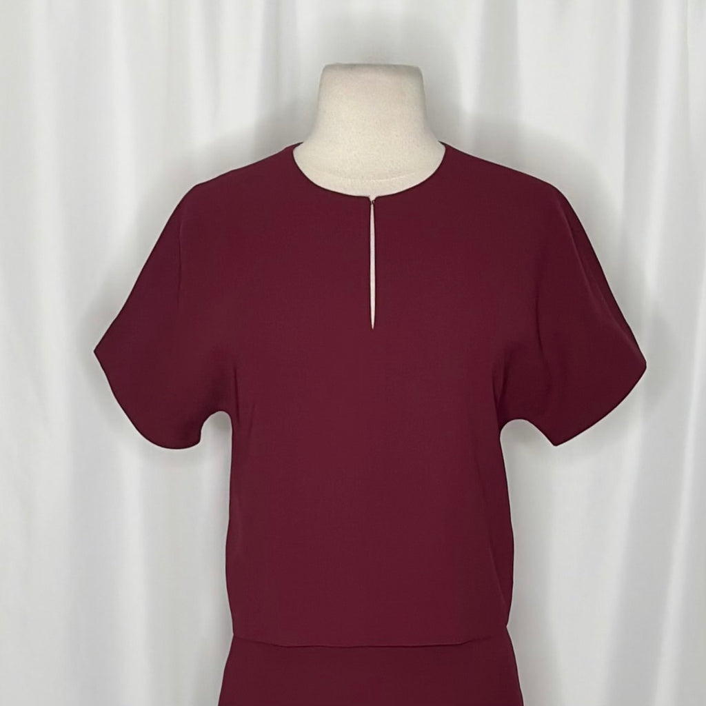 J. CREW 365 Crepe Cropped Top Pencil Skirt 2 Piece Set Skirt Burgundy Size 0