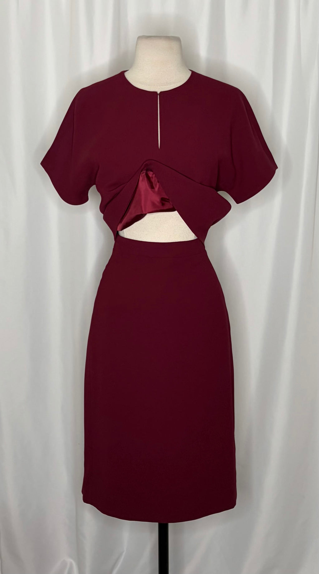 J. CREW 365 Crepe Cropped Top Pencil Skirt 2 Piece Set Skirt Burgundy Size 0