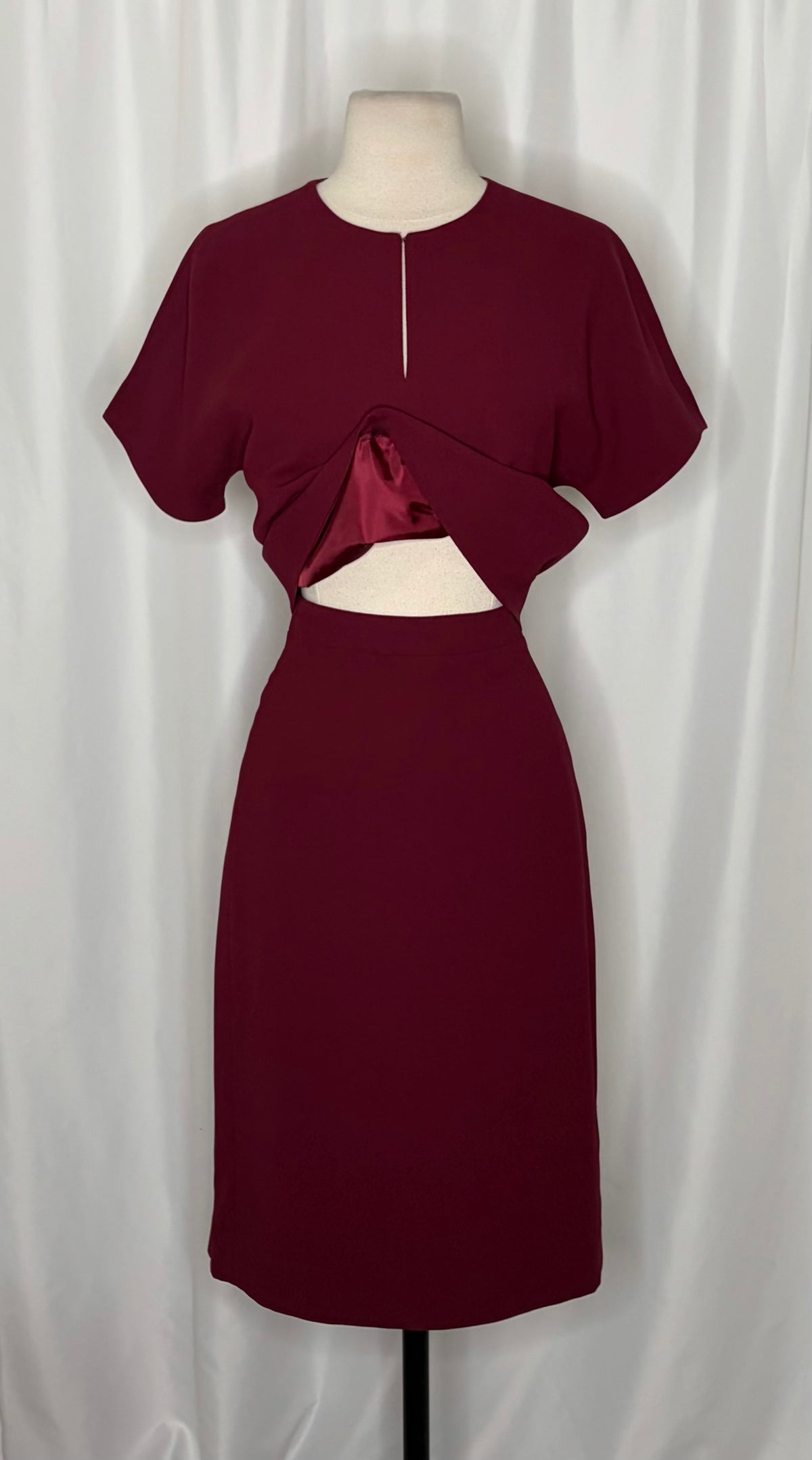 J. CREW 365 Crepe Cropped Top Pencil Skirt 2 Piece Set Skirt Burgundy Size 0