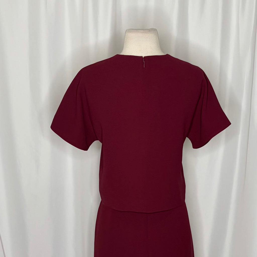 J. CREW 365 Crepe Cropped Top Pencil Skirt 2 Piece Set Skirt Burgundy Size 0