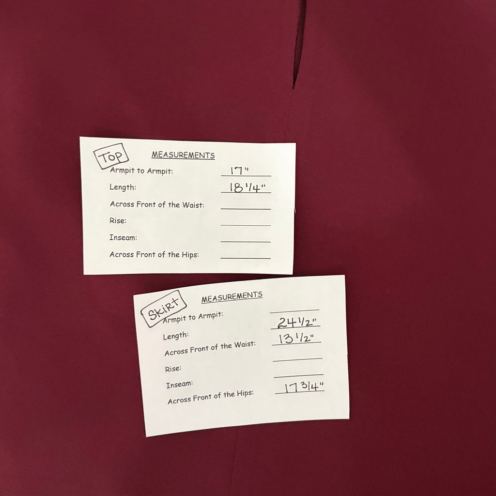 J. CREW 365 Crepe Cropped Top Pencil Skirt 2 Piece Set Skirt Burgundy Size 0