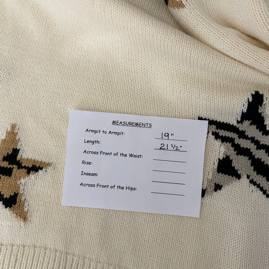 RAILS Perci Animal Star Sweater Ivory Black Camel Cotton Blend Knit X-Small