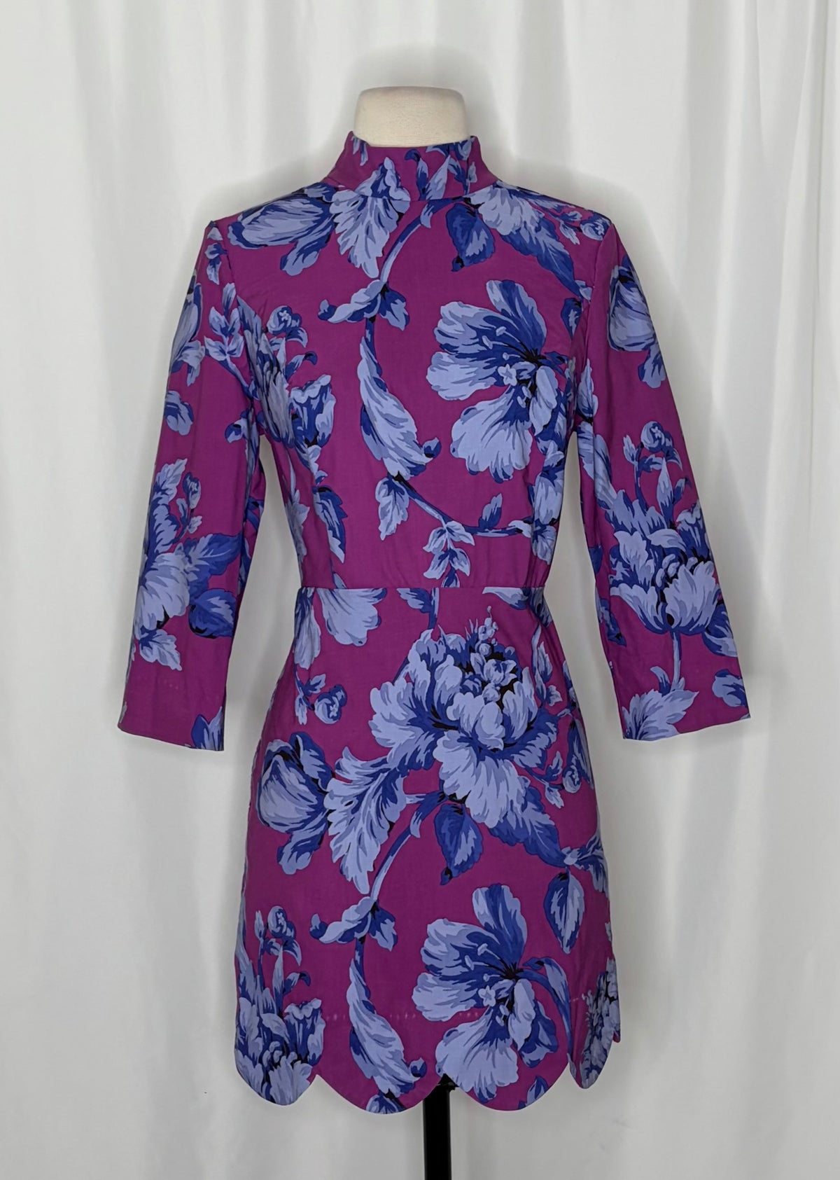 NWT Anthropologie MAEVE Mock-Neck Shift Mini Dress Floral Scalloped Size 6
