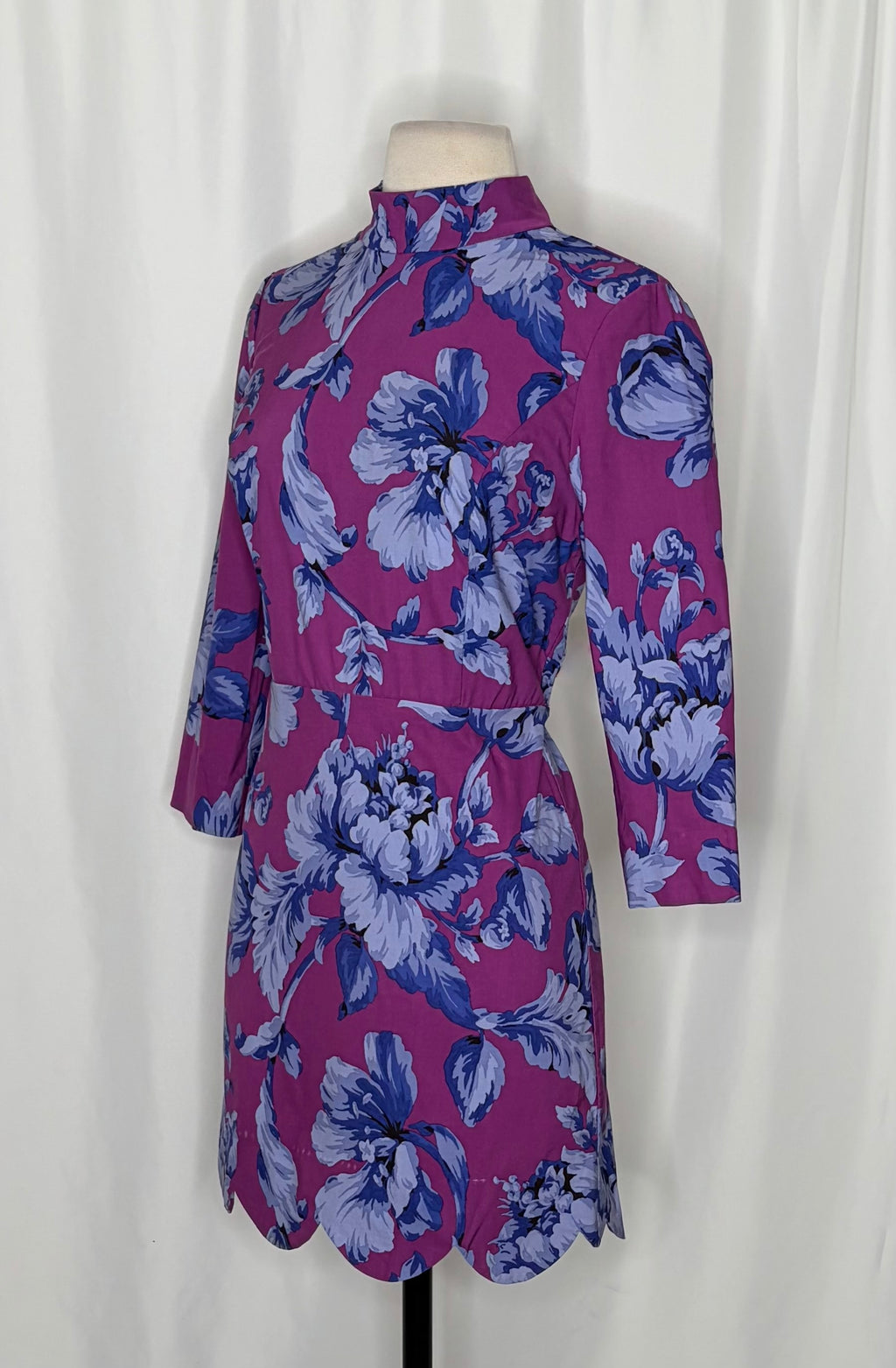 NWT Anthropologie MAEVE Mock-Neck Shift Mini Dress Floral Scalloped Size 6