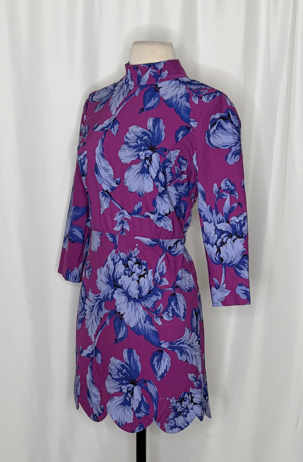 NWT Anthropologie MAEVE Mock-Neck Shift Mini Dress Floral Scalloped Size 6