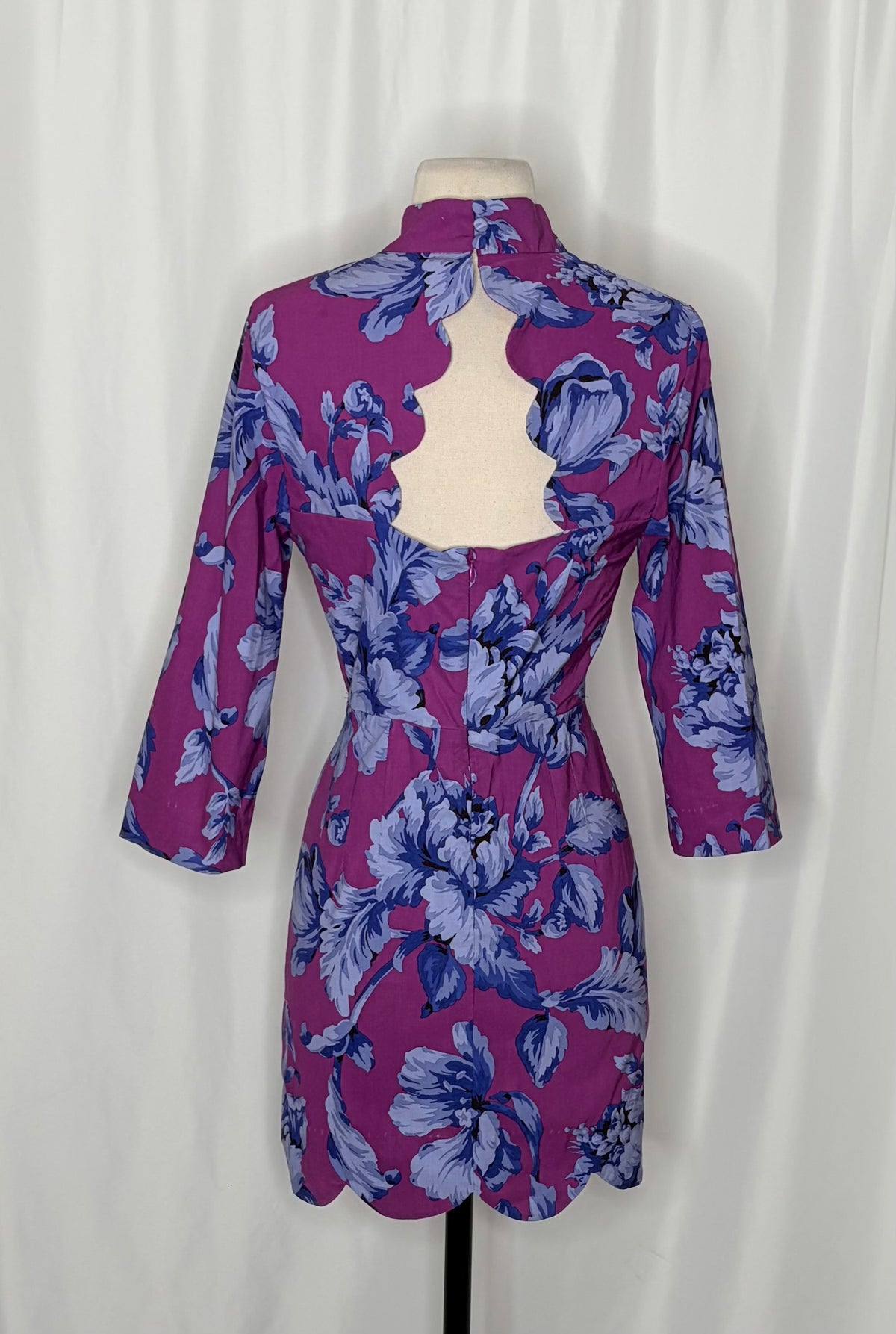 NWT Anthropologie MAEVE Mock-Neck Shift Mini Dress Floral Scalloped Size 6
