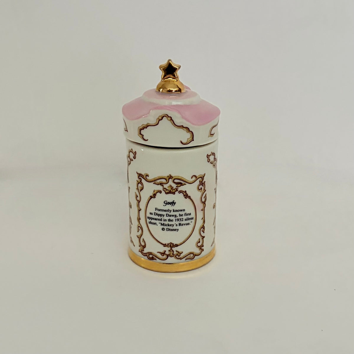 Vintage 1995 LENOX Disney Goofy Horseradish Spice Jar Porcelain Gold Kitchen