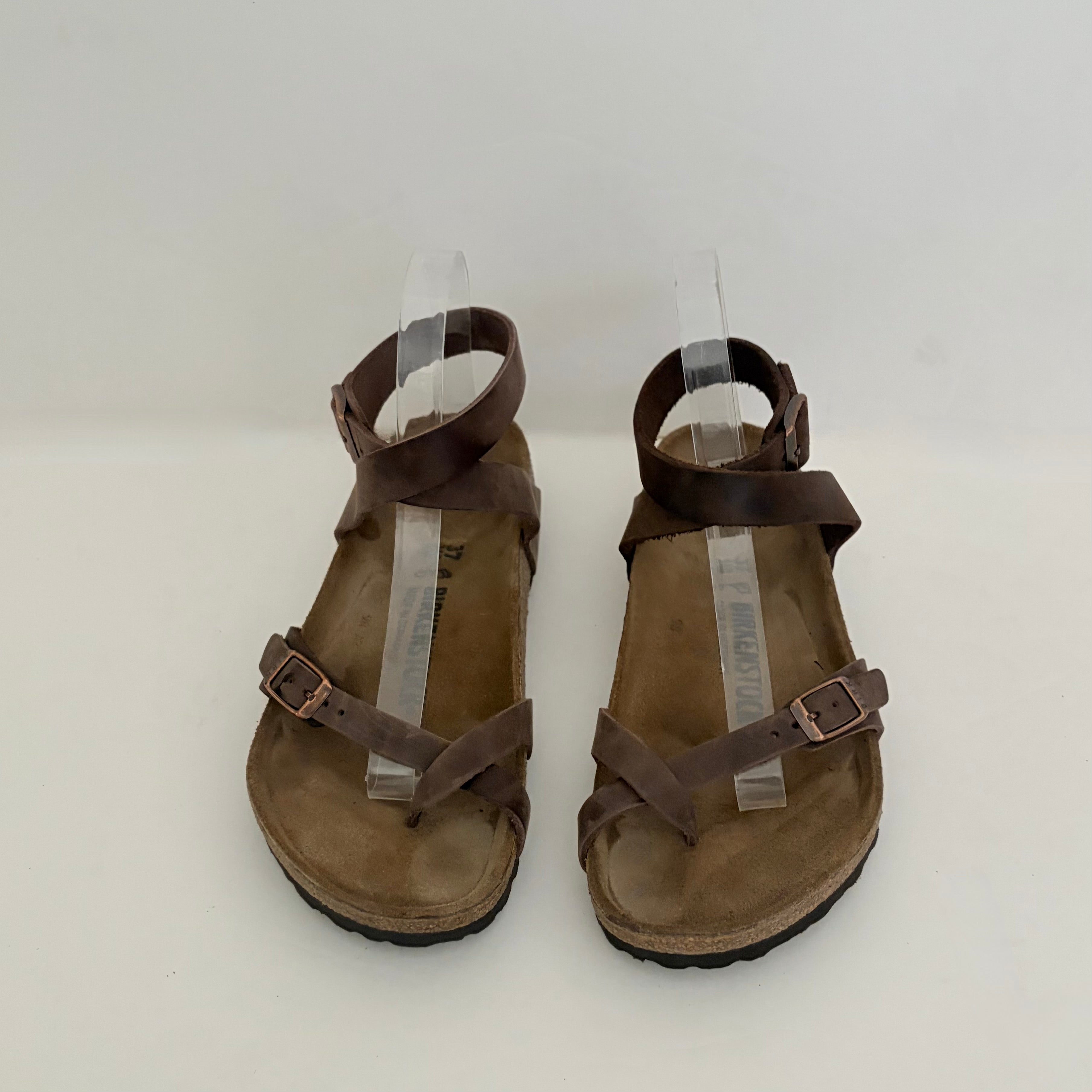 BIRKENSTOCK Yara Habana Oiled Leather Ankle Strap Sandals Bohemian Brown 37