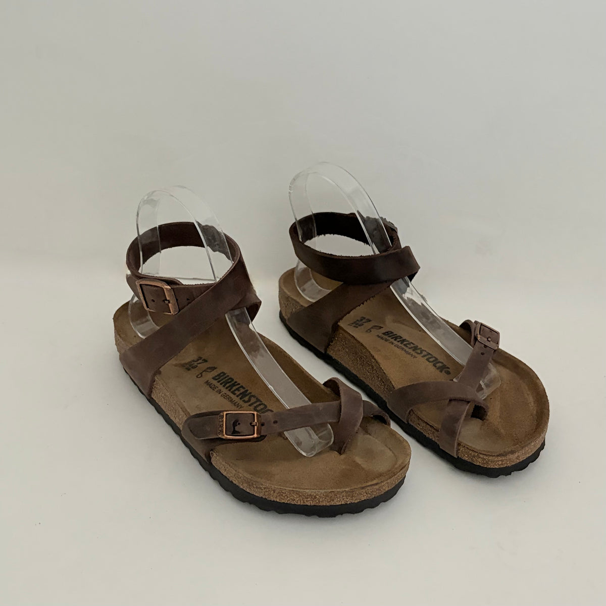 BIRKENSTOCK Yara Habana Oiled Leather Ankle Strap Sandals Bohemian Brown 37