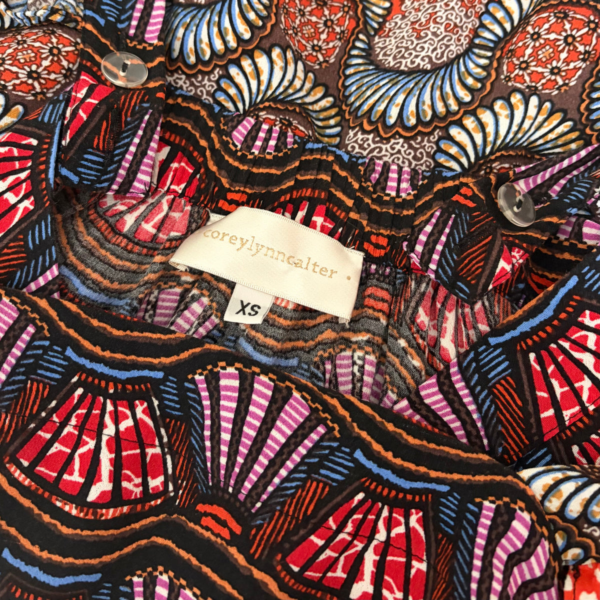 Anthropologie COREY LYNN CALTER Doriane Midi Dress Print Ruffled Abstract XS