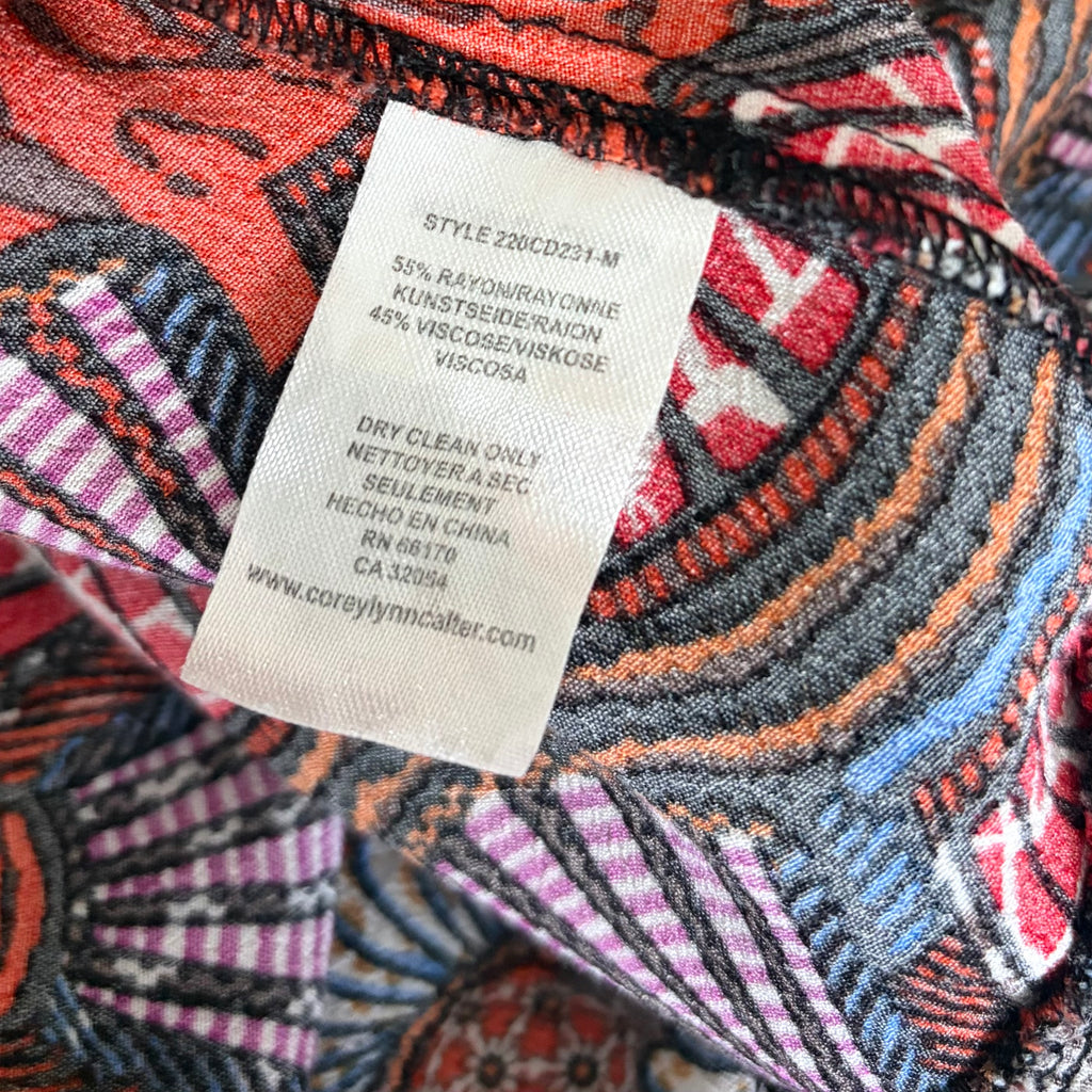 Anthropologie COREY LYNN CALTER Doriane Midi Dress Print Ruffled Abstract XS
