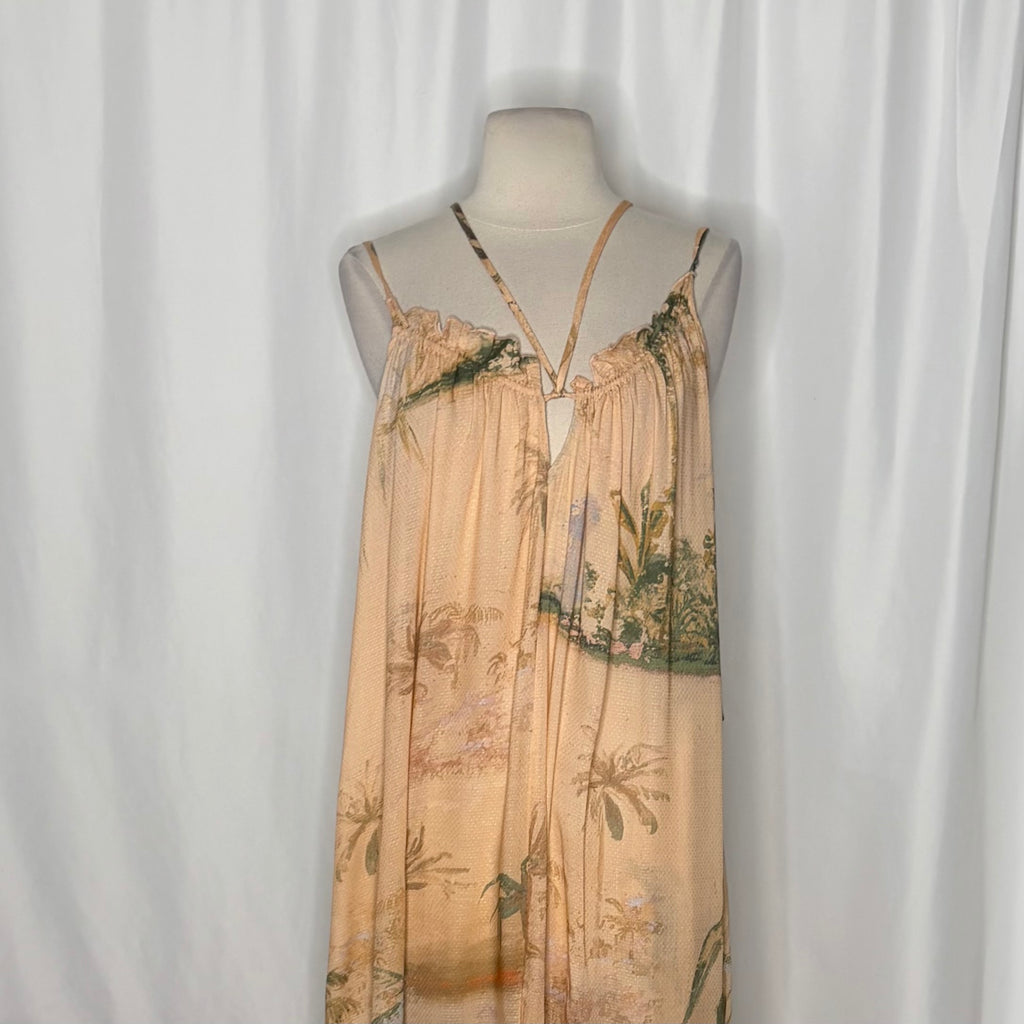 NWT Anthropologie TAHNEE KELLAND Strappy Midi Dress Tropical Print Medium