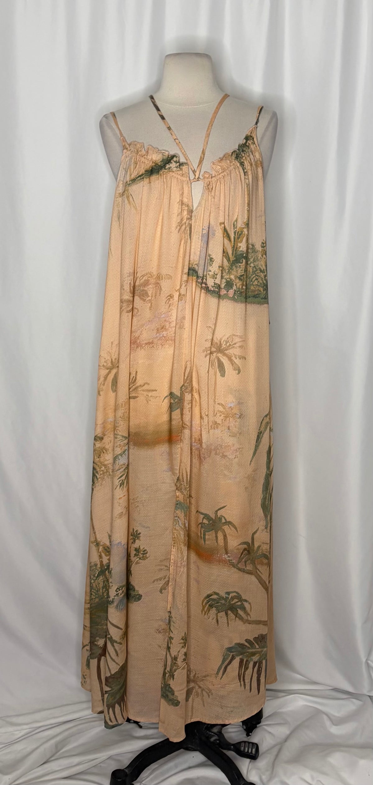 NWT Anthropologie TAHNEE KELLAND Strappy Midi Dress Tropical Print Medium
