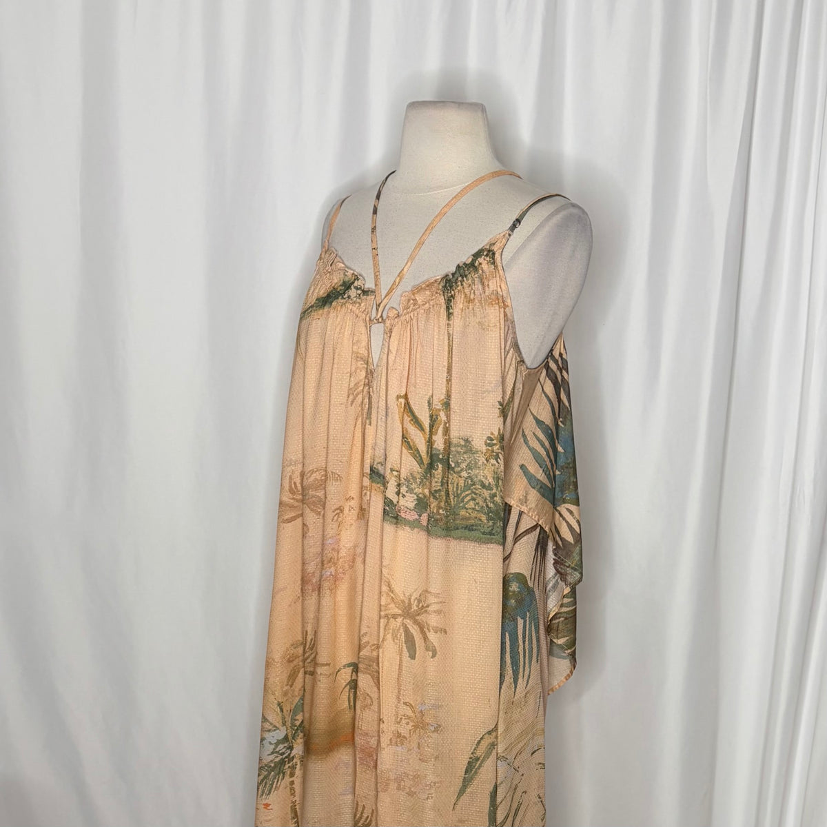 NWT Anthropologie TAHNEE KELLAND Strappy Midi Dress Tropical Print Medium