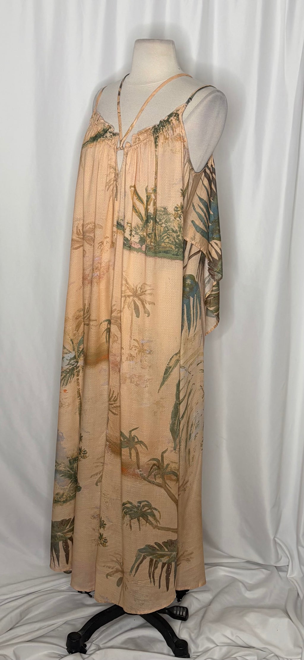 NWT Anthropologie TAHNEE KELLAND Strappy Midi Dress Tropical Print Medium